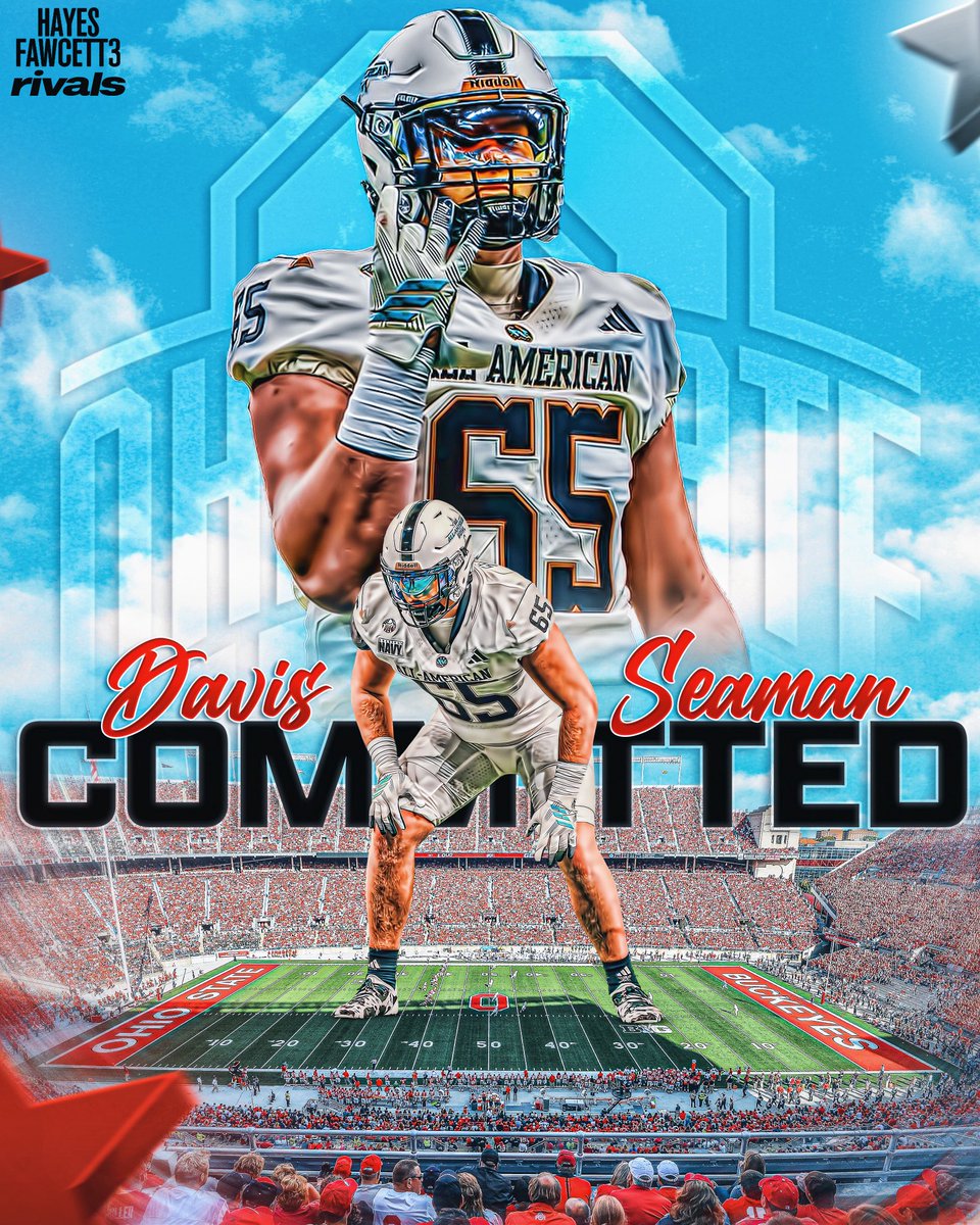 Hayesfawcett3's tweet image. BREAKING: Four-Star IOL Davis Seaman has Committed to Ohio State, he tells me for @Rivals  The 6’5 285 IOL from Columbus, OH chose the Buckeyes over Auburn, Penn State, and Tennessee

“God is good, Go Bucks”  on3.com/rivals/davis-s…