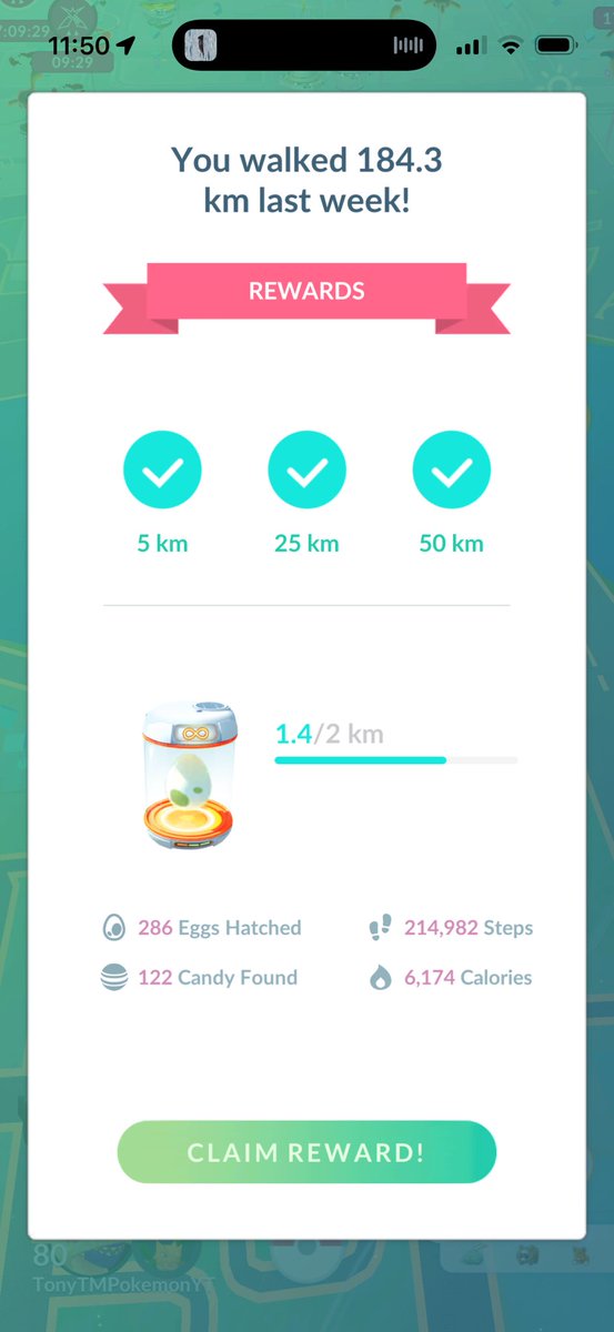 TonyTMPokemon1's tweet image. How many KM’s did you do this week in #PokemonGo ?