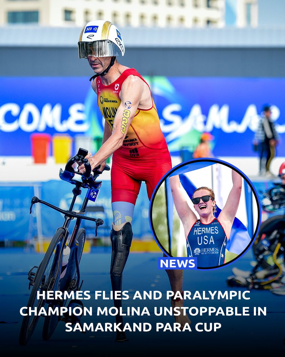 worldtriathlon's tweet image. Unstoppable in Samarkand 🙌 

There were Paralympic stars and fresh-out-of-the-box talents taking to a windswept Samarkand Para Cup course on Sunday afternoon, where a 750m swim transitioned into the fast, three-lap 20km bike circuit and 5km run to the tape awaited. 

#Triathlon