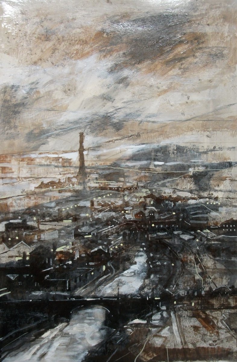 davidbezartist's tweet image. 3654 Milltown acrylic and oil on paper 18x12 inches. Painting details in alt text.
#NorthernArt #GrimArt #Industrial