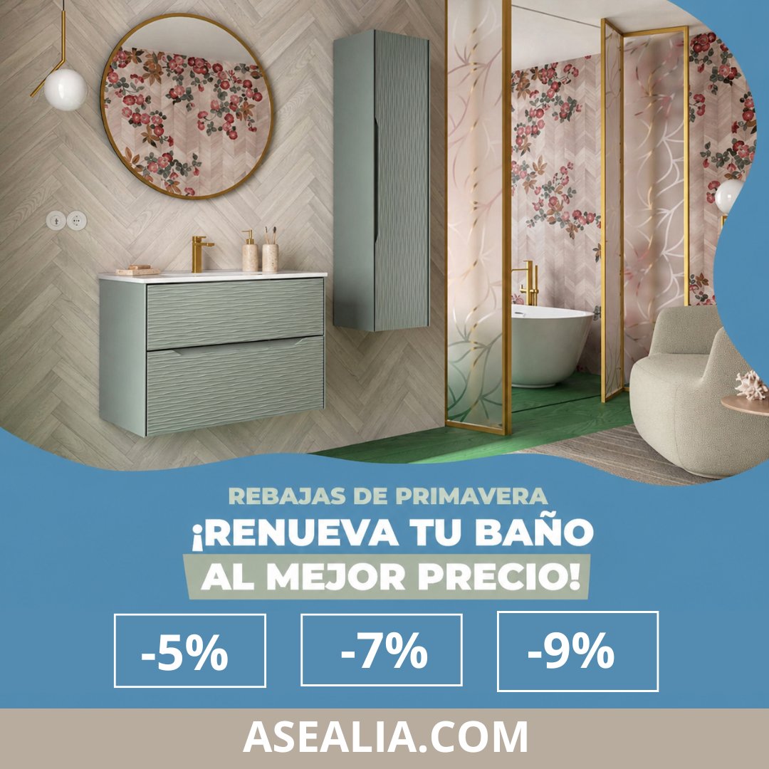 ASEALIA's tweet photo. ¡No te pierdas nuestras Rebajas de Primavera! 🌺 💯

Con descuentos del 5%, 7% y hasta 9%.

Aprovecha para renovar, equipar o darle un nuevo aire a tu baño al mejor precio 👇

https://t.co/YJ4IunmLop

#rebajasprimavera #rebajasprimavera2026 #rebajasdeprimavera #rebajas https://t.co/2nYTRZInlg