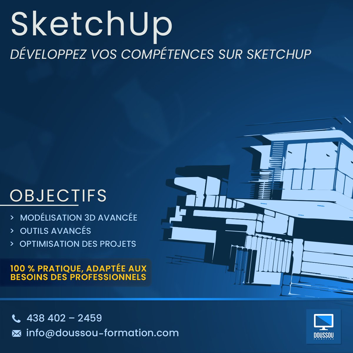 DoussouInc's tweet image. Développez vos compétences sur SketchUp.
Une formation concrète pour passer à un niveau avancé.
👉doussou-formation.com/formation/form…

#SketchUp #Formation #Design3D #doussouformation #FormationsAdaptées #montrealbusiness #formationprofessionnelle