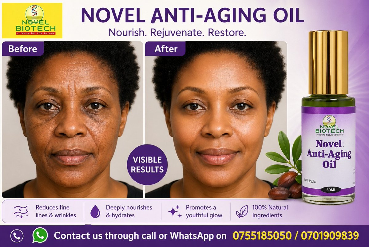 drmauller's tweet photo. Novel Anti-aging Oil is a powerful  natural  solution for all your skin challenges. 
Call/ WhatsApp: +256755185050/+256701909839 https://t.co/RckCCTLo6a