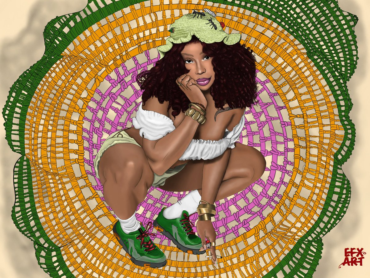 EuphoriafoxArt's tweet image. Favorite illustration I did from last year 🥰 still haven’t got it in front of SZA yet but I’m working on it ✨ #sza #sos #ctrl #tde #lana #szafans