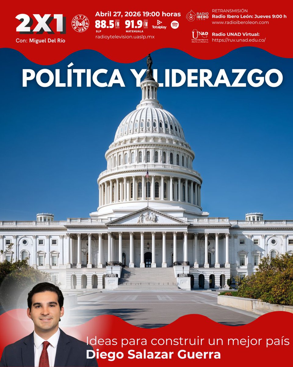 migueldelriomx's tweet image. 🎙️ A partir de hoy en #2x1

🇲🇽 Política, liderazgo, IA y el futuro de México.

Conversamos con Diego Salazar Guerra sobre Harvard, Stanford, democracia, innovación, inteligencia artificial, nuevas generaciones y la Mexico Conference 2026 🚀

👉 ¿Cómo construimos un mejor país?