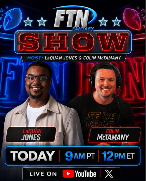 FTNFantasy's tweet photo. 2026 NFL Draft Recap is LIVE! 

Biggest winners, losers, steals &amp; busts + full fantasy outlooks breakdowns.

Hosted by LaQuan Jones &amp; Colin McTamany, who helped their team the most? 

Who’s a dynasty league winner? 

Watch Here: https://t.co/gzjmOM5gGO https://t.co/9P1sGbONxY
