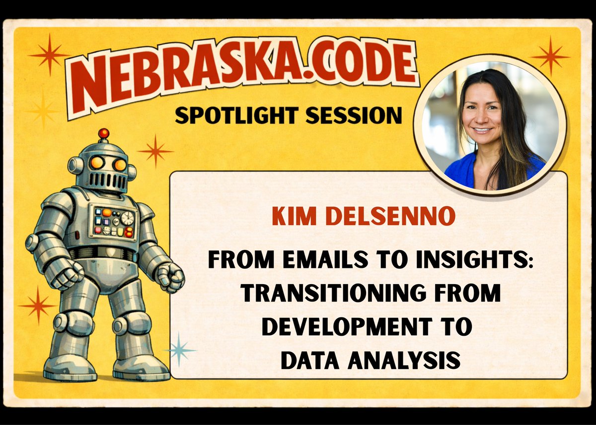 amegala's tweet image. Kim DelSenno has a Spotlight Session at Nebraska.Code() this July.

Check out 'From Emails to Insights: Transitioning from Development to Data Analysis' here: nebraskacode.amegala.com

#DataAnalysis #SoftwareDevelopment #TechCareer #CareerTransition @Gallup @TDatCCC @BUCareer2