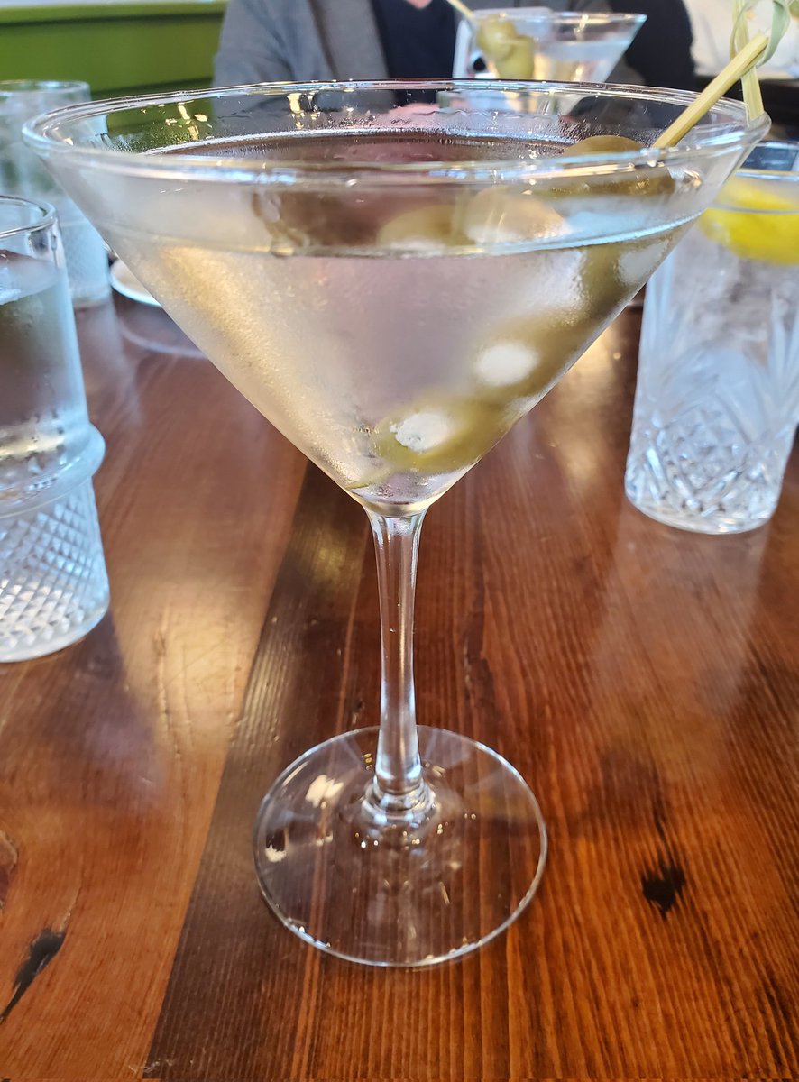 CristinaDAlmei3's tweet photo. I forgot to share one of the best martinis I have ever had during my recent travels.
If you're not a martini person, I
encourage you to revisit that.
Vodka martini, slightly dirty. Blue cheese stuffed olives. Shaken.
#martinis https://t.co/yGxYm94uUh