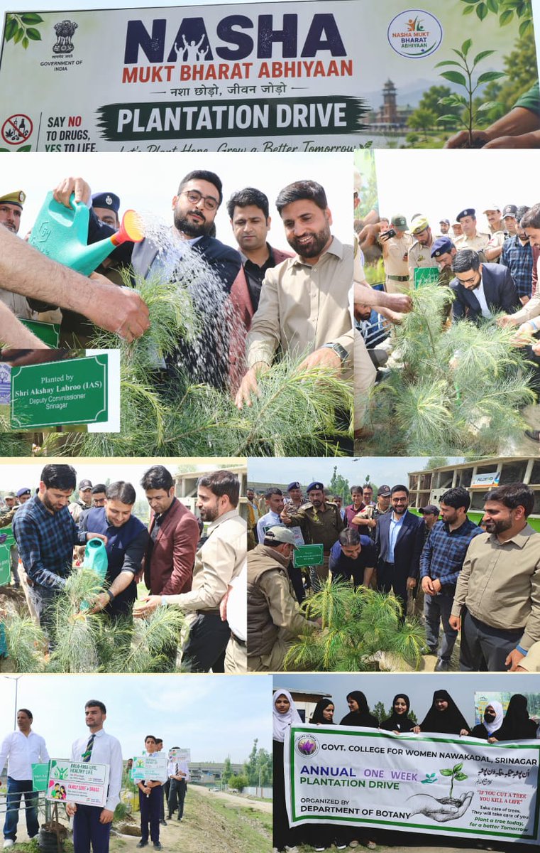 ddprsrinagar's tweet photo. DC Srinagar leads plantation drive under ongoing 100-day intensive Nasha Mukt J&amp;K Abhiyan
Initiative reflects our dual commitment to environmental sustainability and a drug-free society, paving way for a healthier and greener Srinagar: DC
@diprjk 
@srinagaradmin 
@akshaylabroo https://t.co/pnKn18HsZc