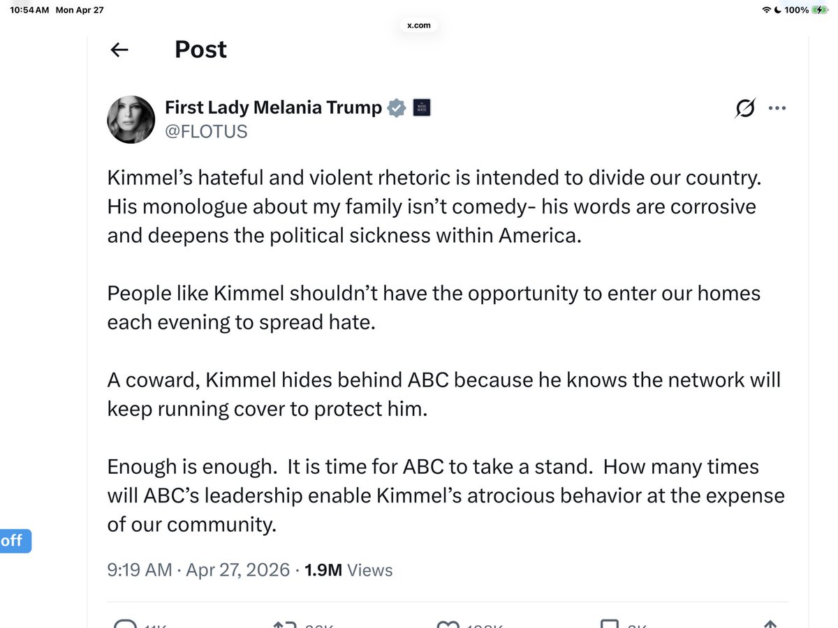 FrankConniff's tweet photo. So I guess Melania is more of a Comics Unleashed with Byron Allen kind of gal. https://t.co/awembIAEYk