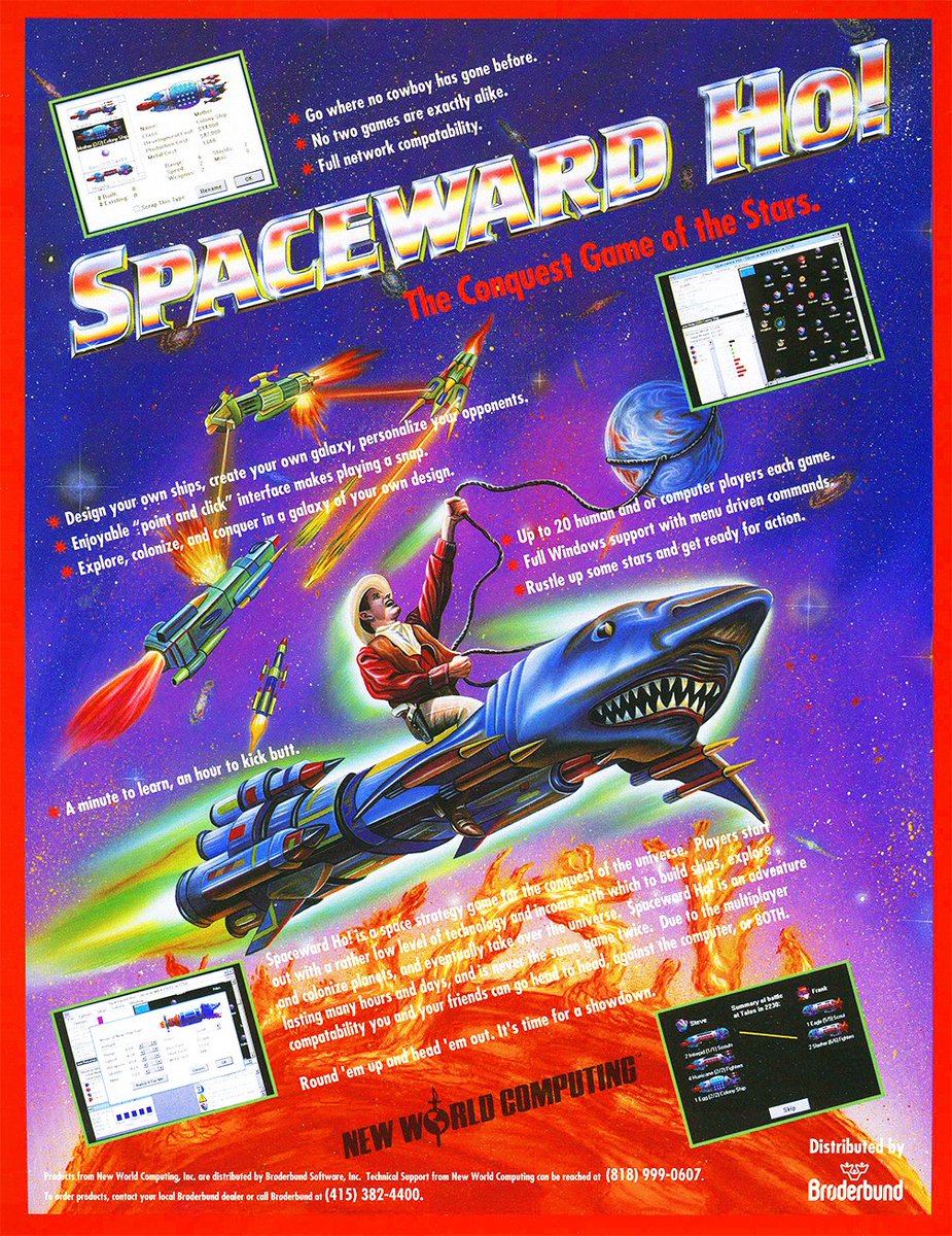 MikeWinterbauer's tweet image. Cool fun magazine ad showing my cover and title painting 1993!
#illustration #popculture #retrogames #spacewardho #boxart