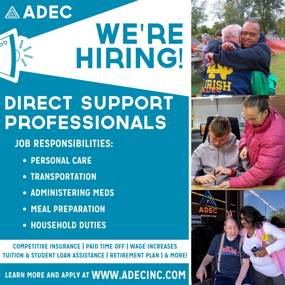 ADEC1952's tweet image. DSP’s are incredibly important to ADEC’s mission. Join the impact and apply to be a DSP at ADEC today! Visit our website at adecinc.com today and begin your journey with us. 

#DSP #DirectSupport #Hiring #ADEC #IndianaJobs