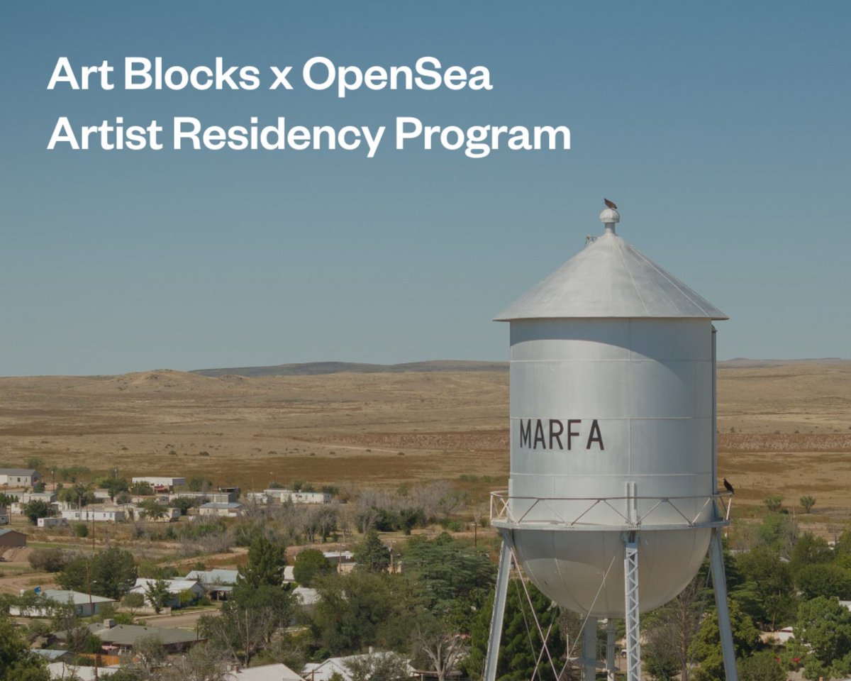 artblocks_io's tweet photo. Would you like to be the next Art Blocks x @opensea Artist Resident in Marfa, TX? 

Apply by Friday, May 1 to be considered for the upcoming slot.

Artists are treated to 4 - 6 weeks in our fully furnished "casita," or guest house, a supporting stipend, an Art Blocks Studio contract, and plenty of time to focus on developing their artistic vision against the open, canvas-like landscape of Marfa. 

Apply below👇