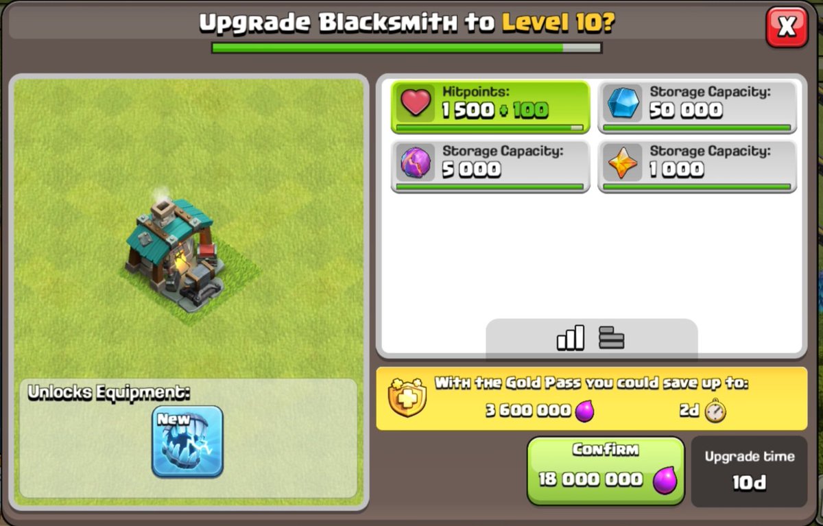 HeadKillerXD's tweet photo. @ClashofClans Increase storage capacity for blacksmith https://t.co/E5lajD5FYL