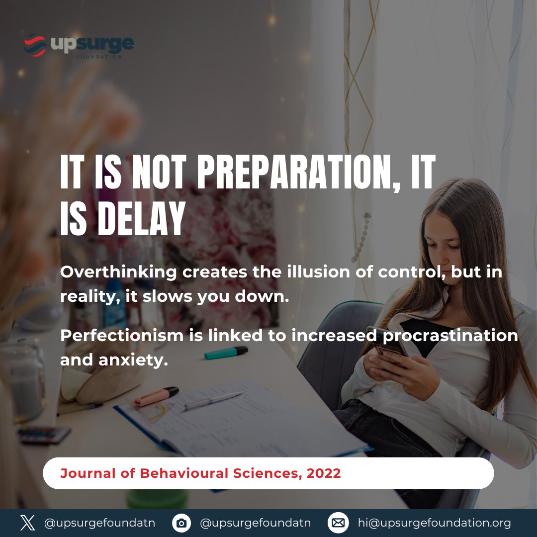 upsurgefoundatn's tweet image. A lot of people are not stuck. They’re just waiting, waiting to feel ready, to feel confident or waiting for the “perfect time.”

Most of the time, that moment never comes because clarity doesn’t come from thinking more.
#procrastination #overthinking #clarity #progress #upsurge