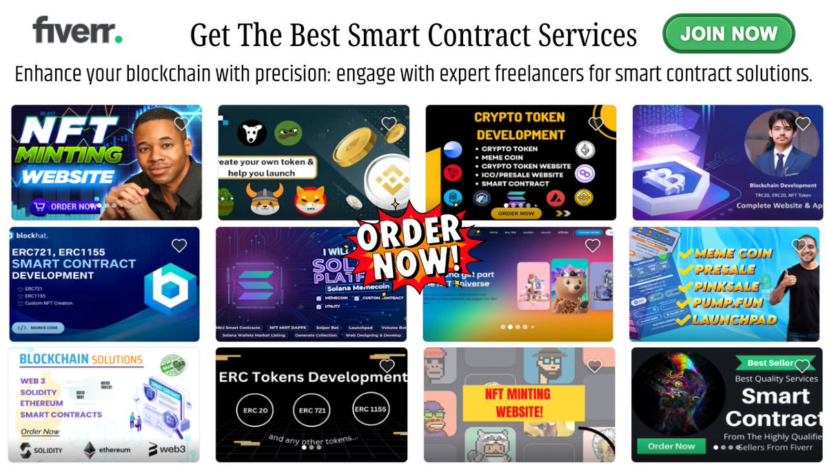 ruposhamin's tweet image. Enhance your blockchain with precision: engage with expert freelancers for #smartcontract solutions.
Smart contracts developed on #Fiverr can be tailored to various blockchain platforms, including Ethereum, Binance Smart Chain, Solana &amp;amp;others.
Tap order: go.fiverr.com/visit/?bta=148…