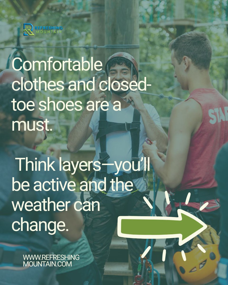 RefreshingMount's tweet photo. What to wear &amp; bring for your visit:

• Comfy clothes &amp; layers
• Closed-toe shoes
• Water, sunscreen, sunglasses
• Leave valuables behind

Pack smart, dress comfy, and get ready for adventure! 🌿 https://t.co/HZvIbPEPJt