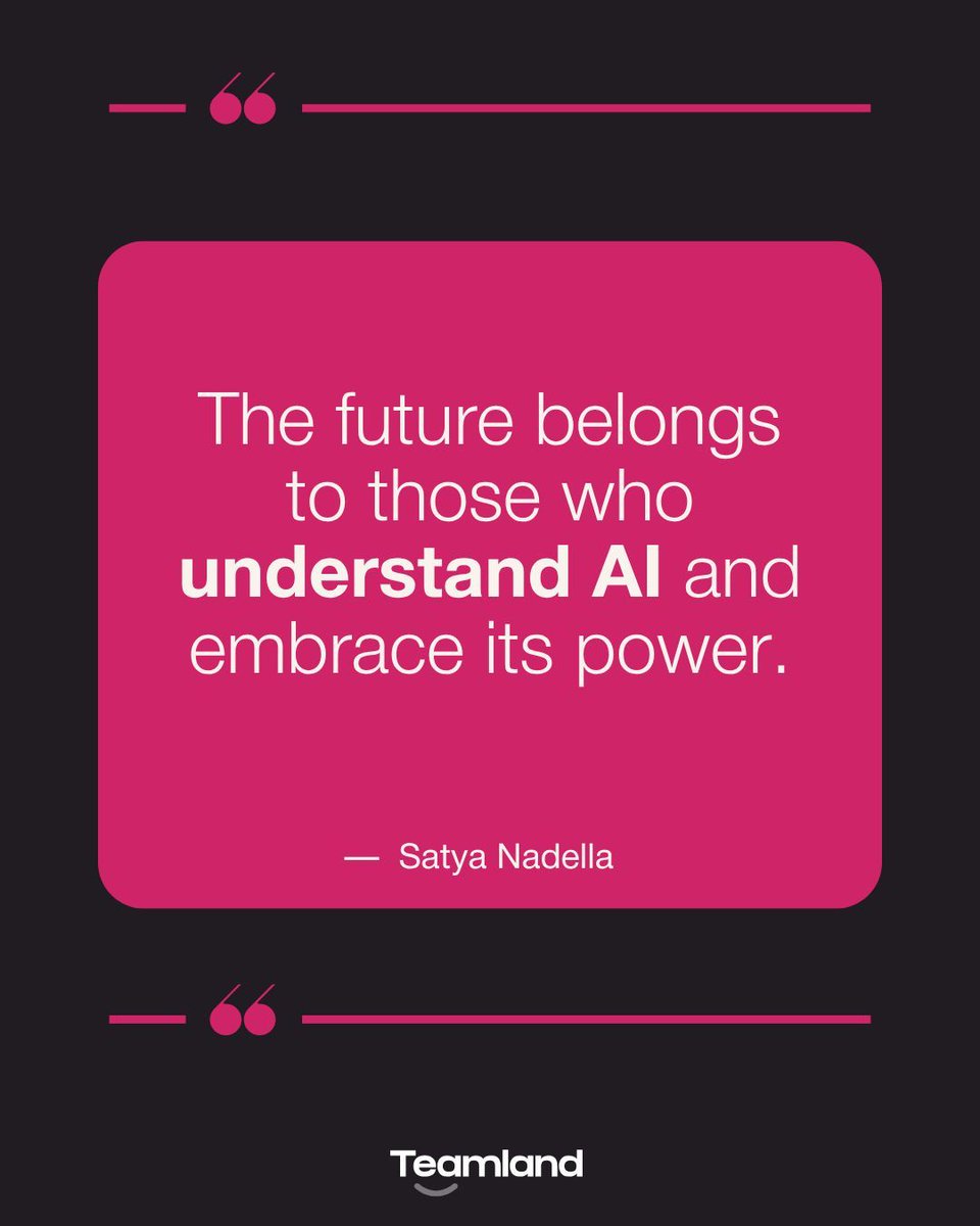 ourTeamland's tweet image. Teams that understand AI today will lead tomorrow. Empower your team with practical AI training and real use cases. 

Get started here: teamland.com/ai-training 

#Teamland #AI #Future #Leadership #Innovation