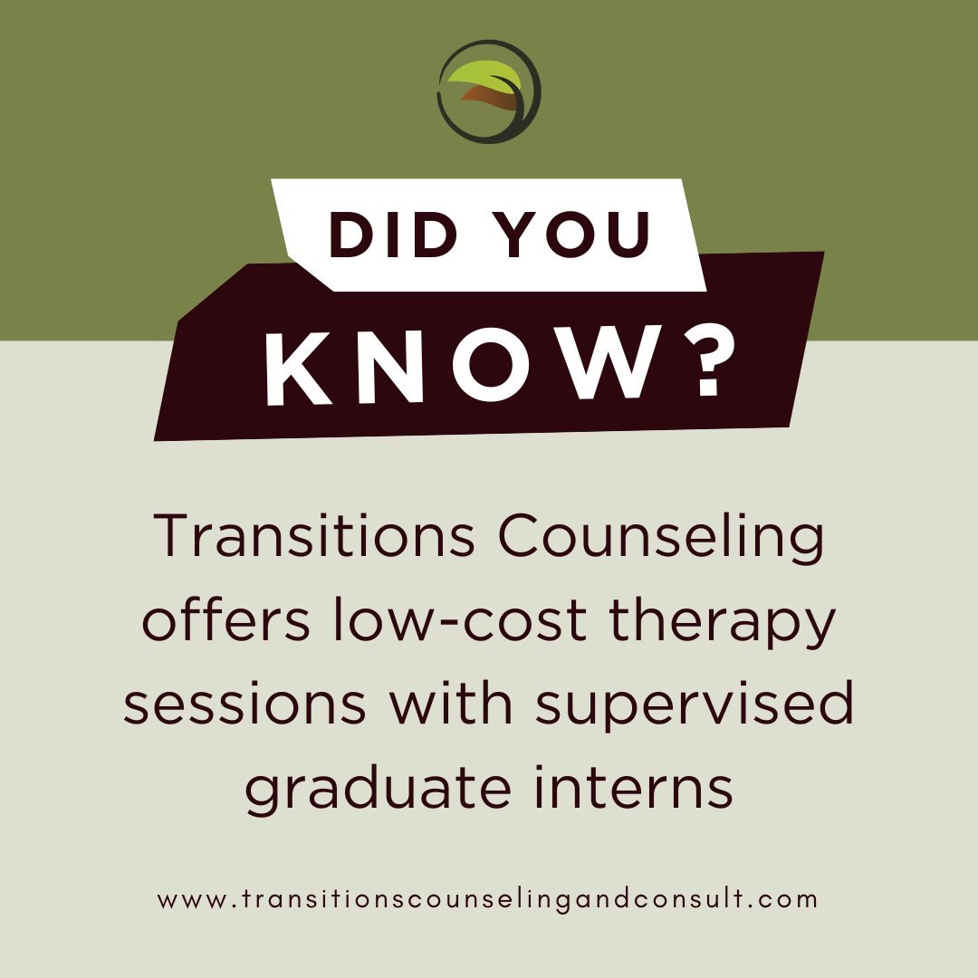TransitionsAZ's tweet photo. For over 10 years, developing the next generation of therapists has been a core part of what we do at Transitions Counseling and Consulting. 

Our supervised graduate interns complete the same onboarding as our licensed clinical staff, follow the same policies and procedures for quality and patient safety, and have a licensed therapist supervising them throughout.

The benefit to our clients is straightforward: sessions at $30, Saturday appointments available, and the same clinical oversight that you'd expect from any other provider on our team. 

If cost or scheduling has been a barrier for you, contact us today.
