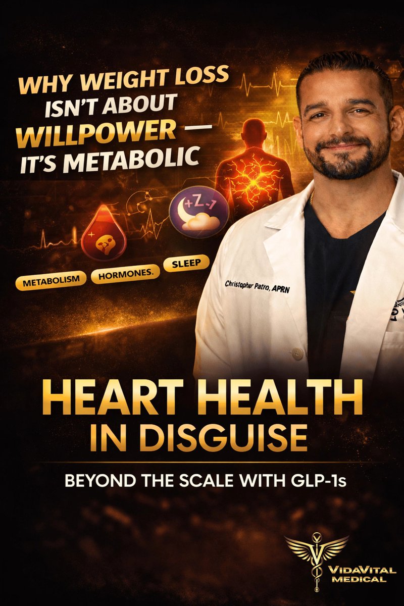 VidaVital_Med's tweet image. What if your weight loss journey was actually a "heart health reset" in disguise? ❤️ The treatments helping you shed weight also support your heart and vitality. We look beyond the scale. 🌴✨

#HeartHealth #Longevity #WeightLoss #VidaVitalMedical