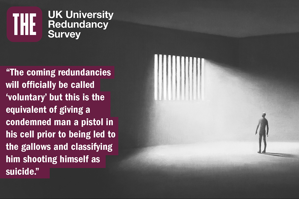 timeshighered's tweet image. The results of Times Higher Education’s UK University Redundancy Survey vividly illustrate the deep human impact of the redundancy crisis on those who have lost their jobs. Read Part 1 of our analysis here: timeshighereducation.com/depth/i-dont-t… #jobcuts #highered