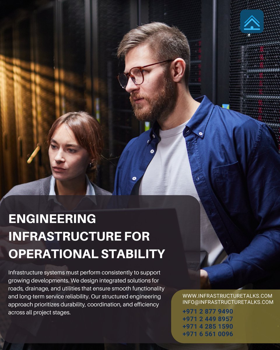 InfrastrucTalks's tweet image. 🔹 Engineering Infrastructure for operational stability. #SustainableInfrastructure #ProjectManagement #EngineeringConsultancy #MasterPlanning #ResilienceEngineering #ConnectedCities #InfrastructureEngineering
