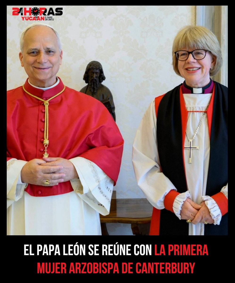 24horasYucatan's tweet image. 🤝 Los líderes religiosos conversaron sobre la necesidad de eliminar obstáculos que impiden la proclamación del Evangelio en el mundo.

La nota 👉 24horasyucatan.mx/2026/04/27/pap…

#PapaLeón #SarahMullally #Vaticano #IglesiaDeInglaterra #Canterbury #UnidadCristiana