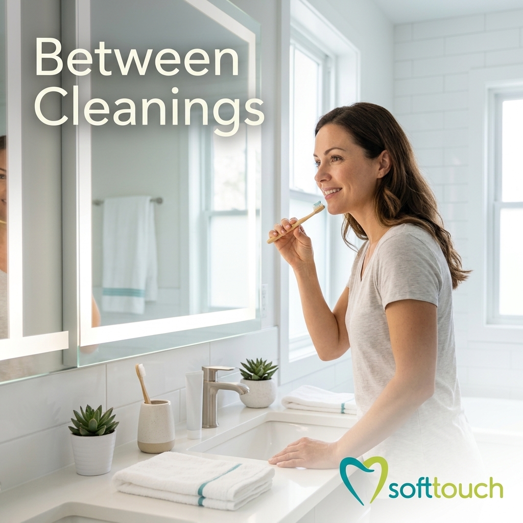 SoftTouchSac's tweet image. Daily habits between cleanings matter. Brushing well, flossing, and noticing changes all help protect your smile. #OralCare