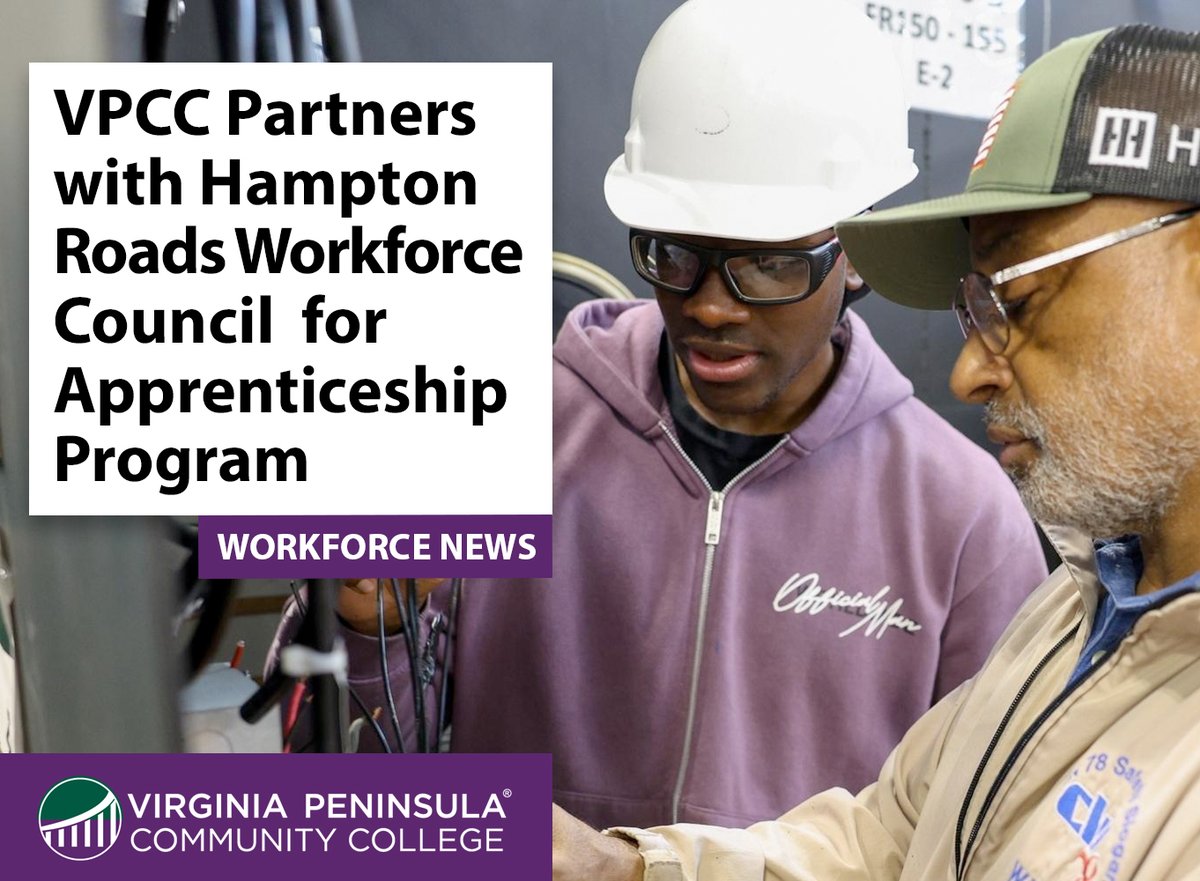 VPCCva's tweet image. VPCC Partners with the @HRWorkforceCoun for Apprenticeship Program vpcc.edu/news/vpcc-part… #workforce #apprenticeship #hamptonroads #vpccva