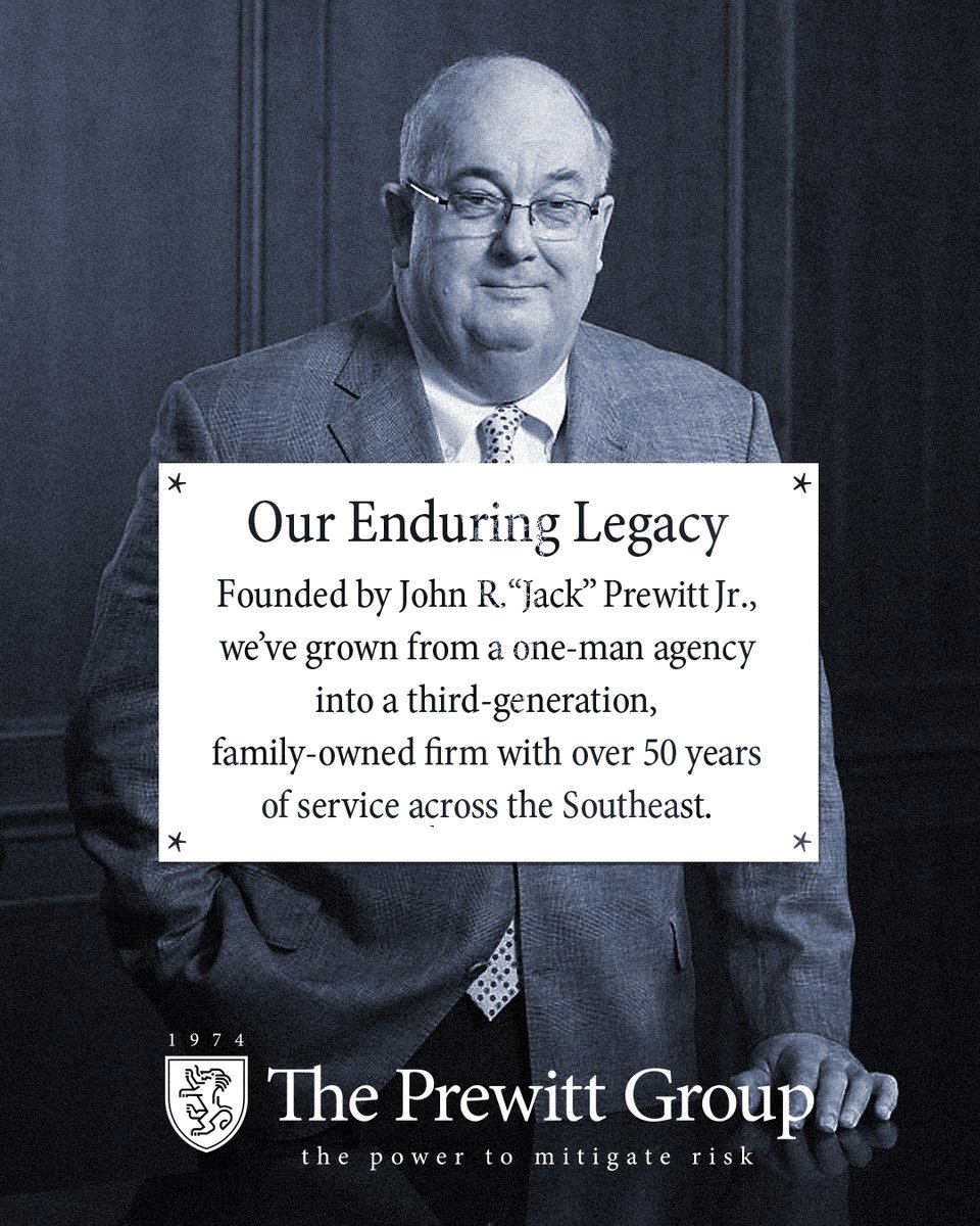 ThePrewittGroup's tweet photo. Since 1974, The Prewitt Group has carried forward John R. “Jack” Prewitt's vision. What began as a one-man agency has grown into a third-generation, family-owned firm built on service, integrity, and trusted relationships.

#ThePrewittGroup #Legacy https://t.co/ItWHV0qBki