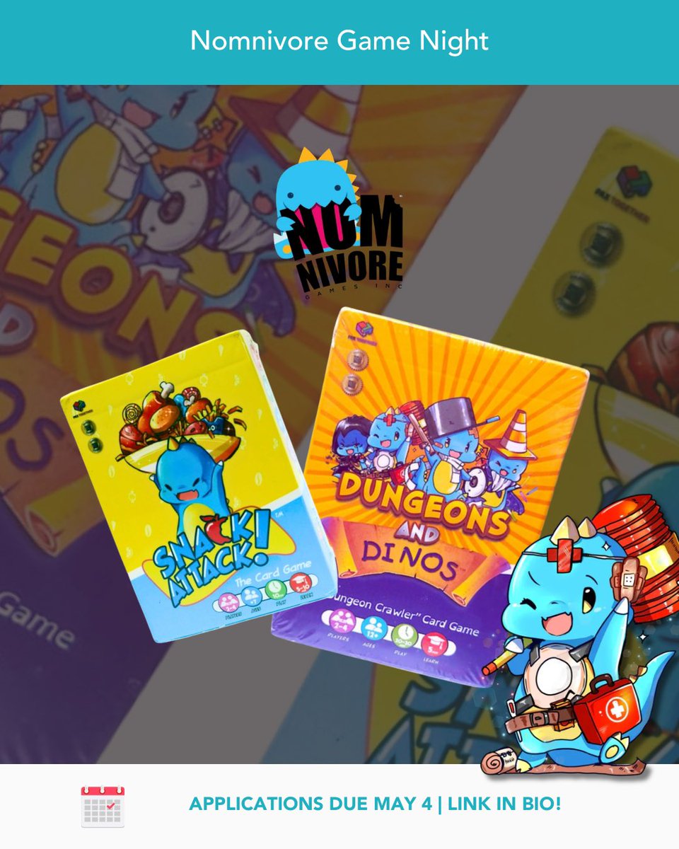 Tryazon's tweet image. 🎉🎲 Still time to join the Nomnivore Game Night Party! 🙌

Easy-to-learn, laugh-filled fun with Dungeons &amp;amp; Dinos ⚔️ and Snack Attack 🍪.

🎁 Hosts will receive a party pack!
📲 tryazon.com/nomnivore-game…

Which game first? 👇
#Tryazon #NomnivoreGames #GameNight