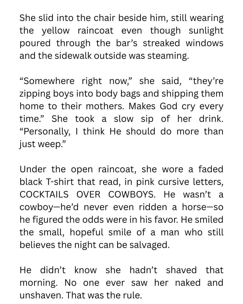 HMNolanbooks's tweet photo. I wrote this a while ago for a flash fiction challenge and never posted it. A bit inspired by James's song "Hey Ma".
“Somewhere right now,” she said, “they’re zipping boys into body bags and shipping them home to their mothers." #writingcommunity #wordprompt #war https://t.co/BFl8RShIkR