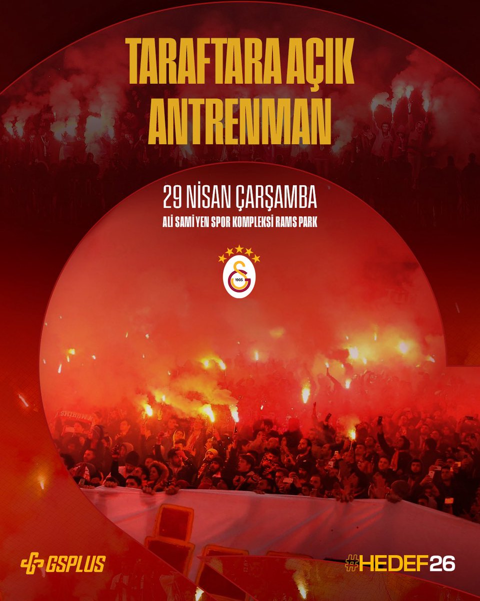 📢 #Hedef26 yolunda, büyük Galatasaray taraftarıyla Çarşamba günü RAMS Park’ta buluşuyoruz! 

ℹ️ Detaylar yarın gün içinde resmî hesaplarımızdan duyurulacaktır.