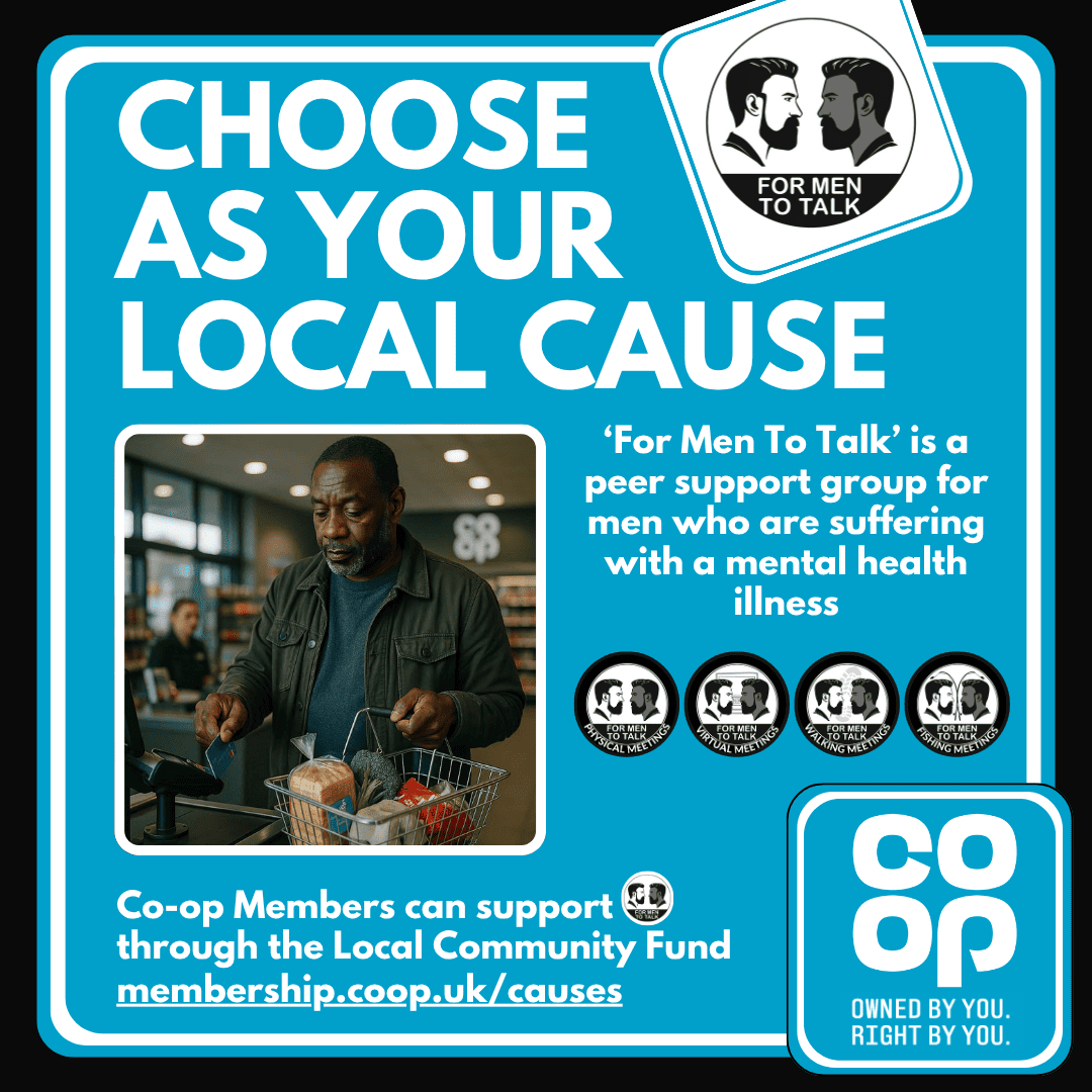 ForMenToTalk's tweet photo. Join the movement for better men’s mental health. Choose @formentotalk as your @coopuk Local Community Fund cause. Visit https://t.co/rHujMEjIjG
#mensmentalhealth #mentalhealth #coop #cooplocalcommunityfund #cooplocalcause #LocalCommunityFund https://t.co/xaRxgd1hIR