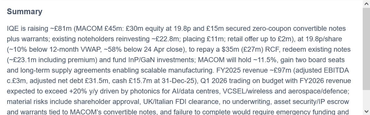 Skd884's tweet image. #IQE #$IQE - Raise at 19.8p