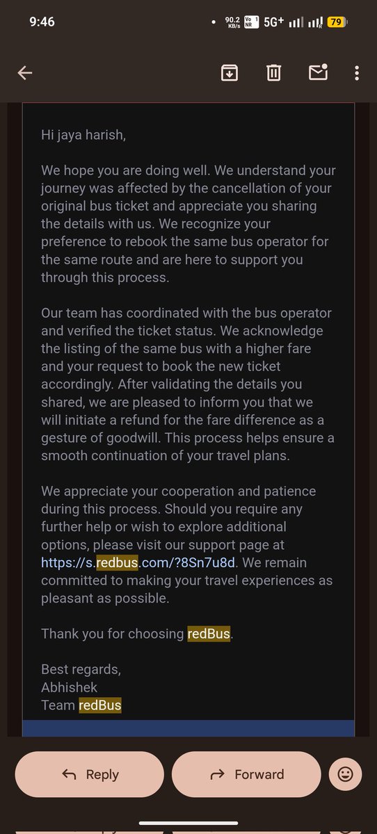 Harez007's tweet photo. Booked a ticket via @redBus_in original booking got cancelled, I rebooked the same bus at a higher price. The support team promised a fare difference refund, but still NO REFUND. Poor service. Please resolve ASAP @jagograhakjago https://t.co/T0rKj5s2Az