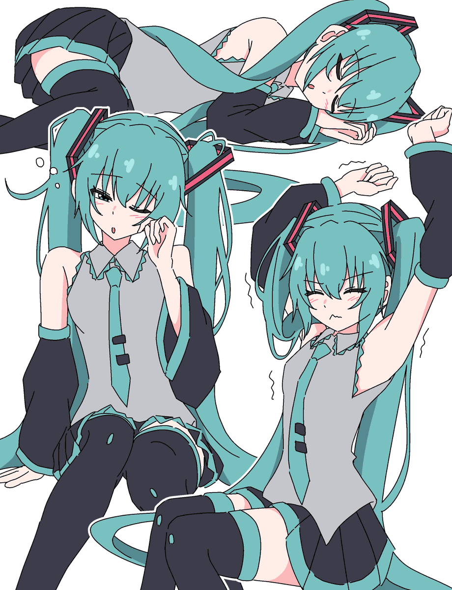 unenemiko's tweet photo. 寝起き初音ミク https://t.co/W8peakzjLe