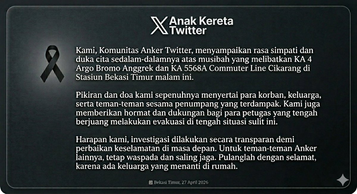 AnkerTwiter's tweet image. Doa untuk seluruh korban dan yang terdampak kejadian kecelakan ini. 

Semoga evakuasi berjalan lancar. 

Ankers yang masih dalam perjalanan dan terdampak kejadian ini, selalu dilindungi YME. 

#Staysafe #AnkersBerduka
