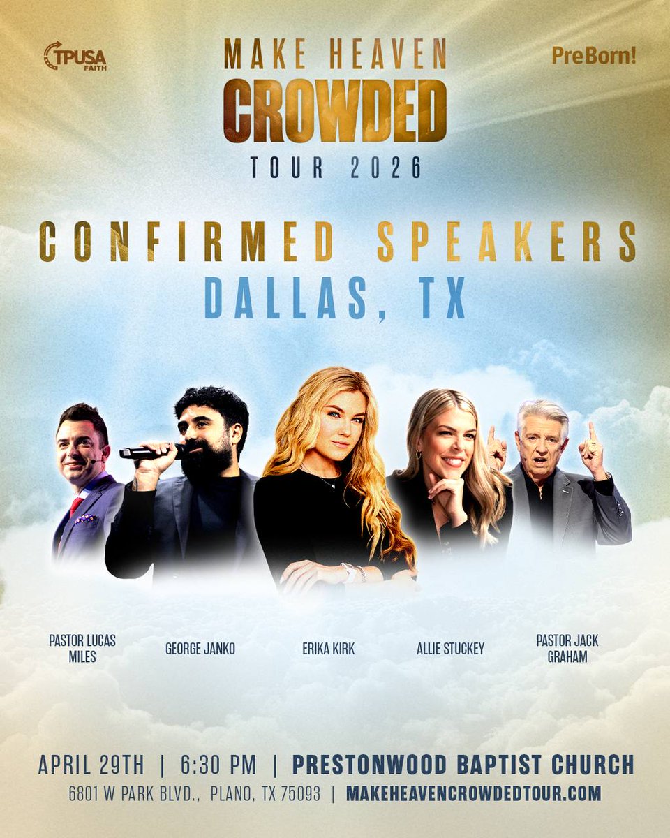 MAKE HEAVEN CROWDED ˗ˏˋ ✞ ˎˊ˗

Join TPUSA Faith in Texas THIS WEEK!

Register for the free event 🔗 makeheavencrowdedtour.com

✝️