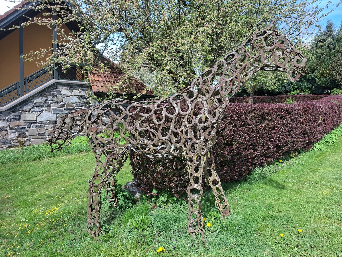 ramon_wilhelm's tweet image. I came across a horse made of horseshoes that's nearly the size of a real one. 🐴

#horse #horses #sculptures