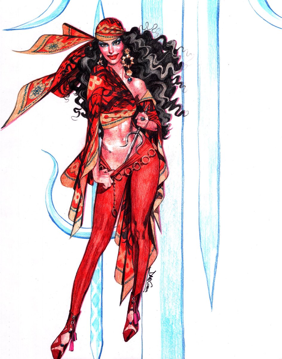 SeeDaviGo's tweet photo. Elektra keeps that thang on her, even on a night out. This original artwork available now! https://t.co/O0cvBn7Gdl