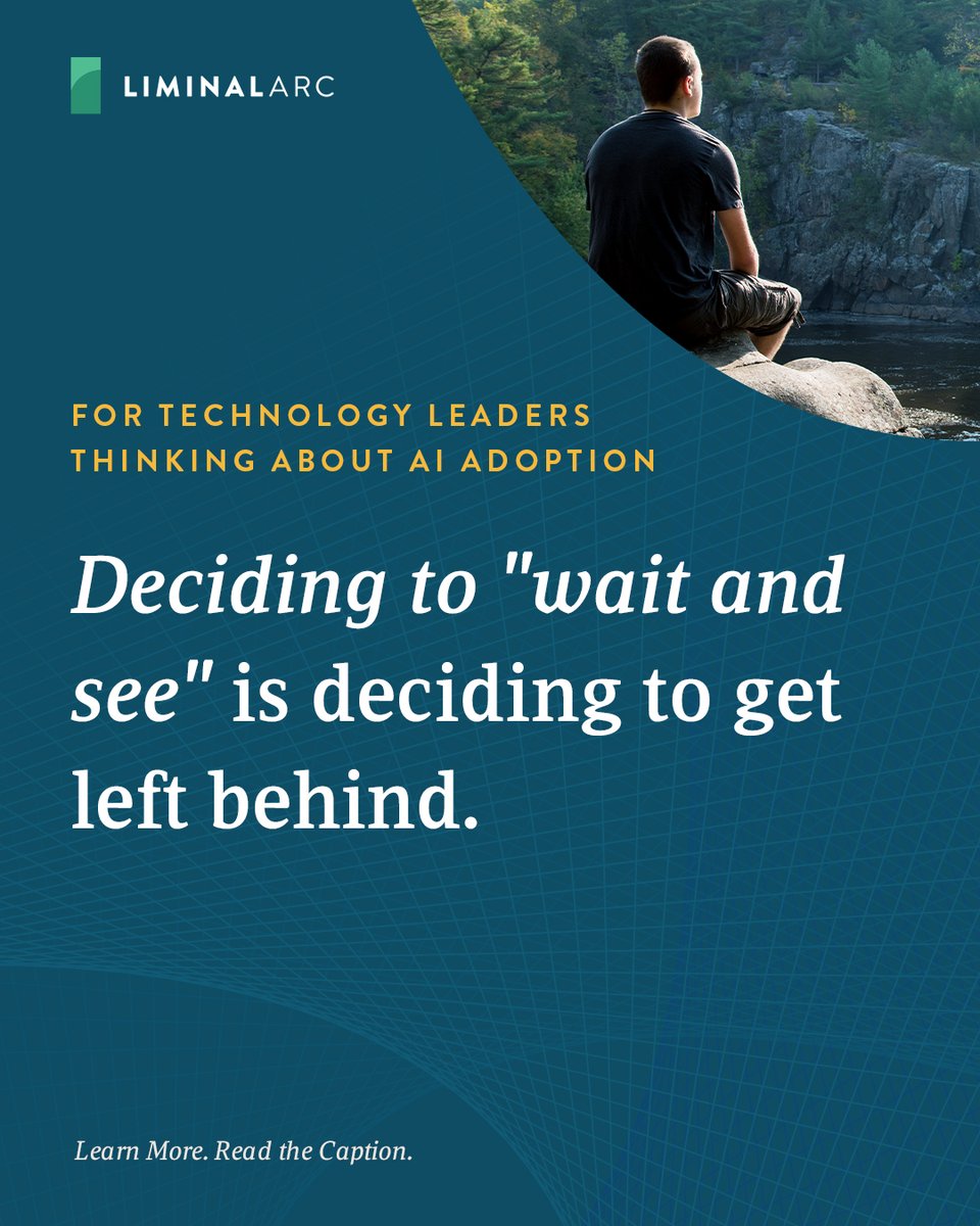 liminalarcgroup's tweet photo. Most AI investment conversations focus on the cost of getting it wrong. Few focus on the cost of getting started late.

The organizations building AI competency today aren't just ahead on technology. They're ahead on:

🔹 Knowing which use cases actually work in their context.
🔹 Designing systems that hold up in production.
🔹 Getting teams to adopt new tools without a rebellion.

Knowledge accumulates, and every quarter of delay is a quarter in which competitors aren't standing still.

The question isn't whether AI is ready.

The question is whether your organization is ready for AI.

If not, what will you do to make it ready?

-----

This post comes from our software engineering practice, which specializes in refactoring application architecture and optimizing delivery to support modular teams, faster feedback, and continuous value delivery.