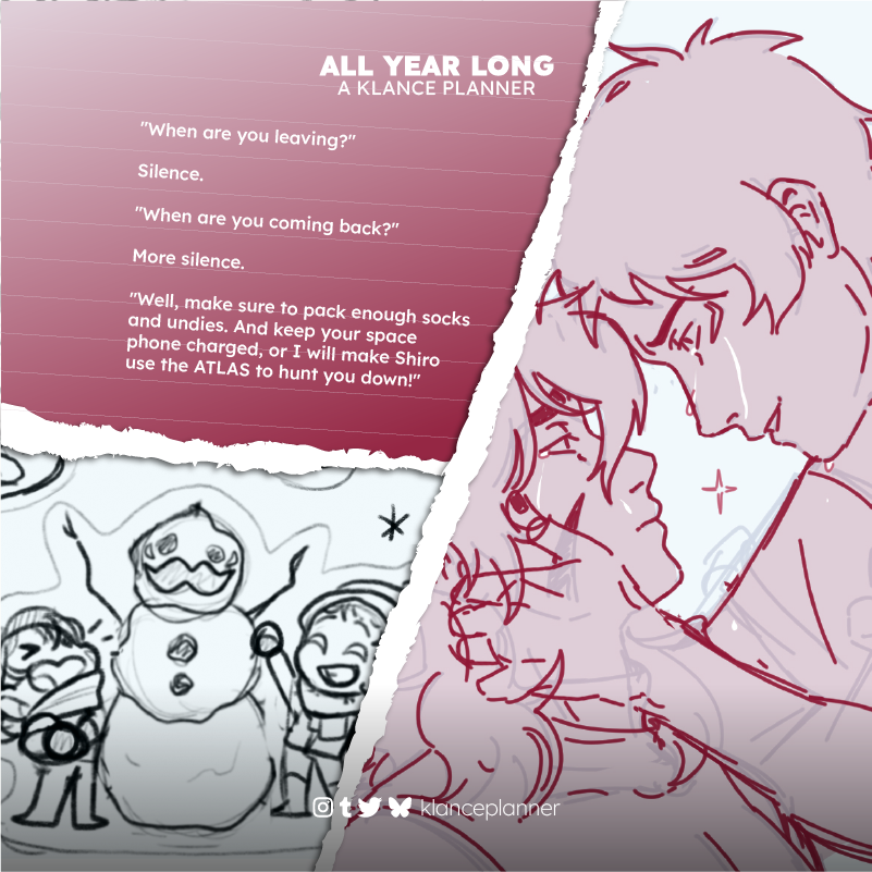 klanceplanner's tweet photo. 🌈WIPs Scrapbook

The protagonists of today's teasers are the wonderful Bila, Danny and @liluger4e✨ Tears and laughs, we have it all in this project, and we bet you'll love every moment of it 💖

#klance #vld #voltron #keithkogane #lancemcclain #klanceplanner https://t.co/3RPCz2IDxb