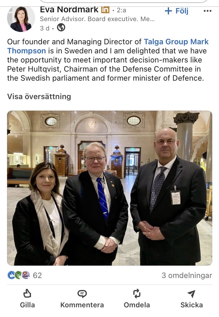 Mr Thompson at the right, those two on the left are former decision-makers, hopefully Mr Thompson was correctly informed at the meeting #Sverige #Sverigebilden