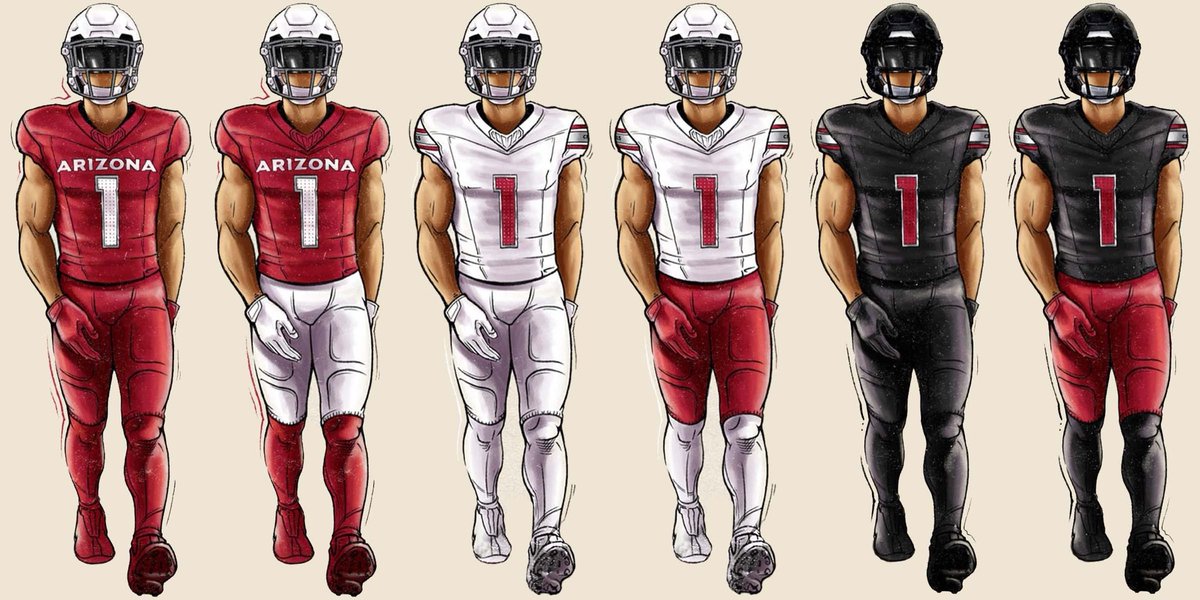 theuniformlab's tweet photo. @TuckerrPowell9 @AZCardinals @MrAzSports @MackWilson @Willj1228 @L_McInnis4 @AZCardsInsiders The black on white doesn’t work because the black jersey doesn’t have a speck of white on it. These are the combos they should be running. https://t.co/lA7oFFAqiu