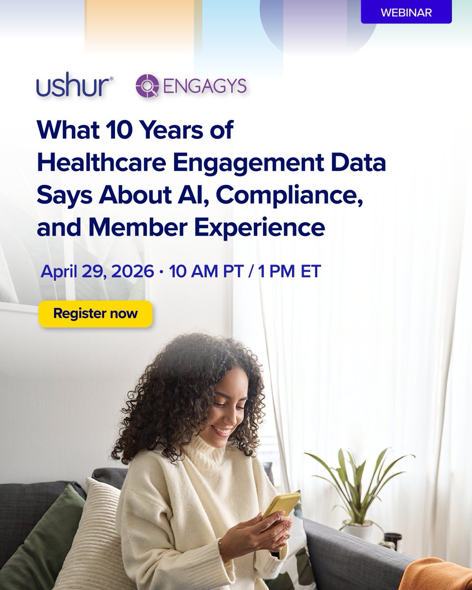 ushurInc's tweet image. 2 days away! Join Ushur &amp;amp; Engagys to explore 10 years of healthcare engagement data, key trends, and compliant AI for better member experience. Learn where to begin and how to drive measurable impact. Register: hubs.la/Q04dyt610 #HealthcareAI #MemberExperience #HealthTech
