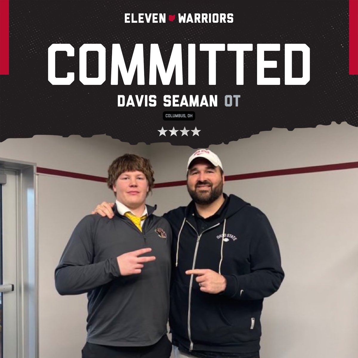11W's tweet image. #BOOM Columbus native Davis Seaman, a four-star offensive tackle and two-time state champion in the class of 2027, commits to Ohio State.
elevenwarriors.com/ohio-state-foo…