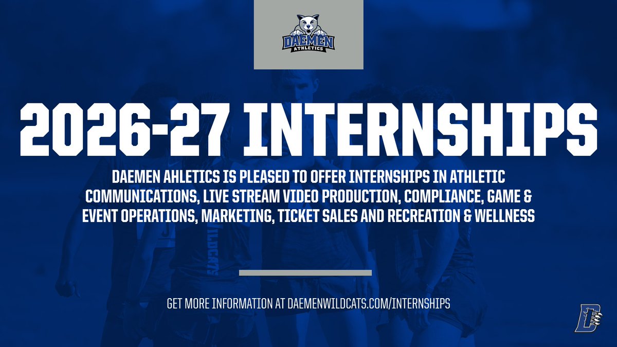 DaemenAthletics's tweet photo. 🗣️ Anyone looking for an internship next academic year? Here's a 🧵 for you or visit https://t.co/aPmSDqP0WI

1/8 https://t.co/UfBo5HucYn