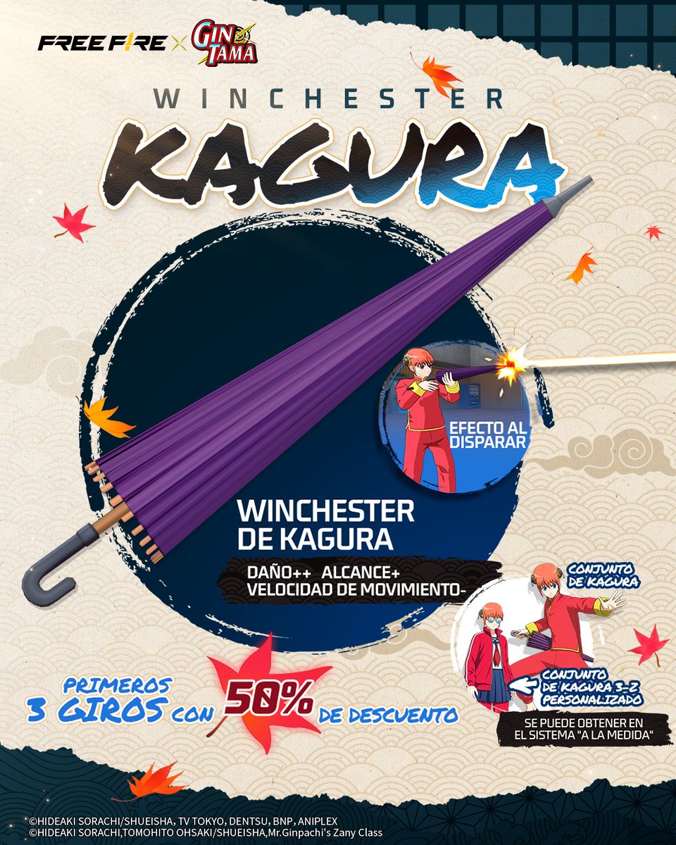 freefirelatino's tweet image. Pequeña en tamaño, enorme en poder de fuego! 🔫✨
Apunta con la Winchester de Kagura y abre paso a la victoria con un estilo imparable.
#FreeFirexGINTAMA #FreeFire #GINTAMA #gintamafans #GinpachiSensei #銀魂