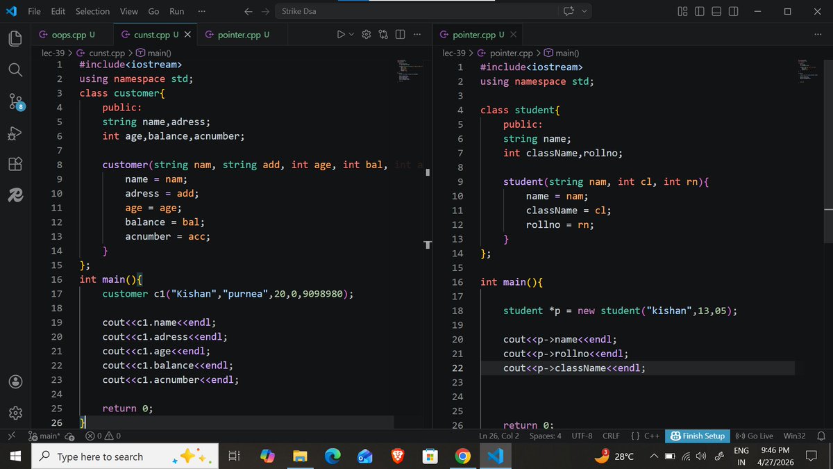 Kishan__KD's tweet image. 🚀 Day 62 DSA

Learned OOP basics: class &amp;amp; constructor
Linked list: create, insert, delete
Understanding dynamic data structures 🚀

#DSA #Coding #Learning @rohit_negi9 @CoderArmy